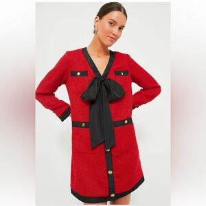 Tuckernuck Red Coco Tweed Bow Dress